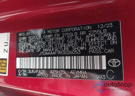 2024 Toyota Crown Xle из США, поврежденный, VIN JTDAAAAF9R3026053